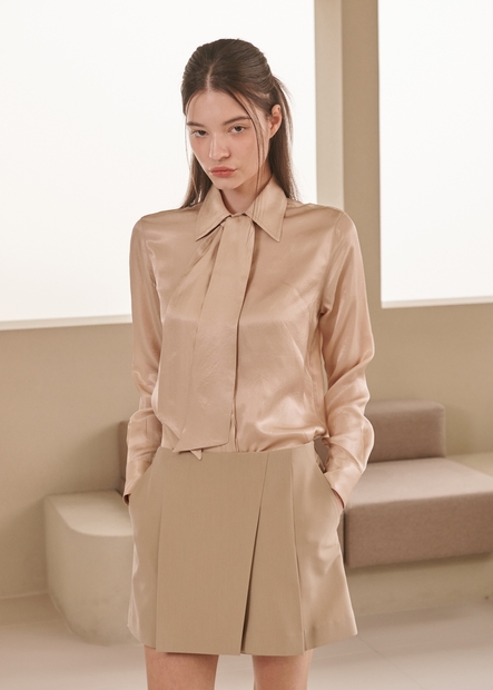 Blair Straight-fit Tie Shirts [Beige]