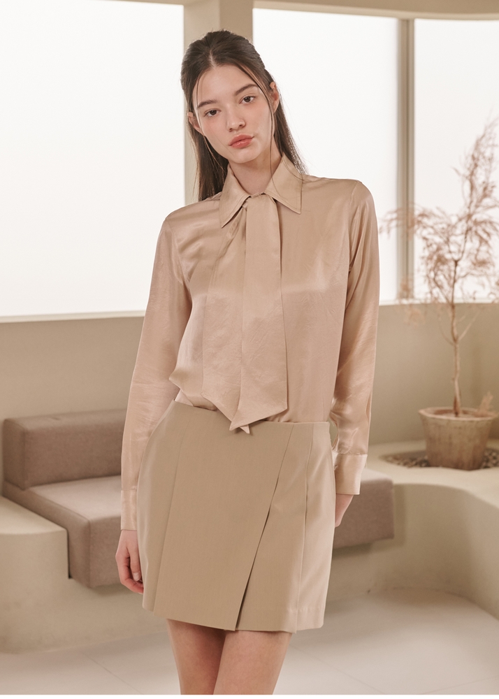 Blair Straight-fit Tie Shirts [Beige]