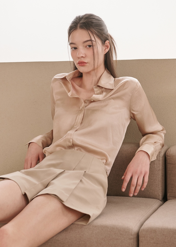 Blair Straight-fit Tie Shirts [Beige]