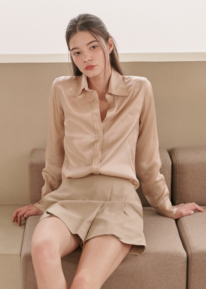 Blair Straight-fit Tie Shirts [Beige]