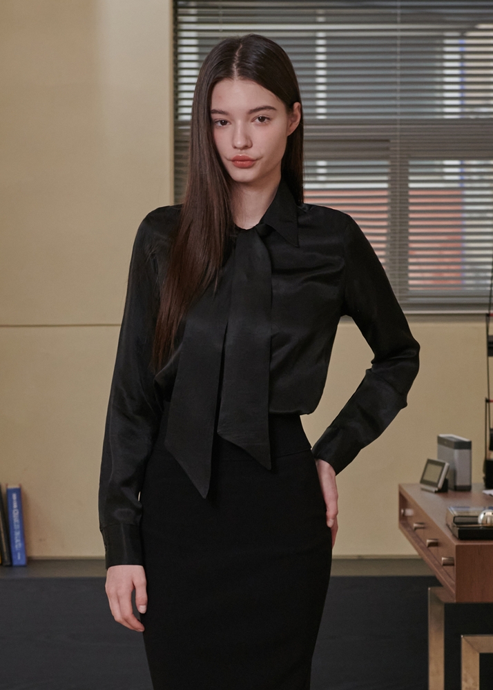 Blair Straight-fit Tie Shirts [Black]