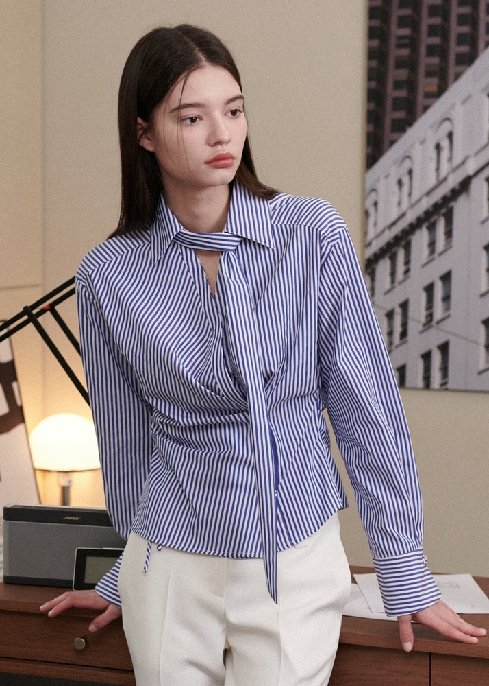 Diane Tie Wrap Shirts [Stripe Blue]