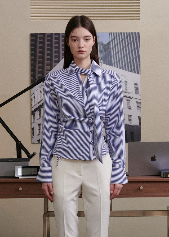 Diane Tie Wrap Shirts [Stripe Blue]