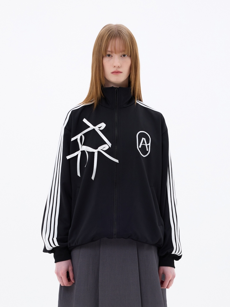 A RIBBON TRACK TOP / BLACK