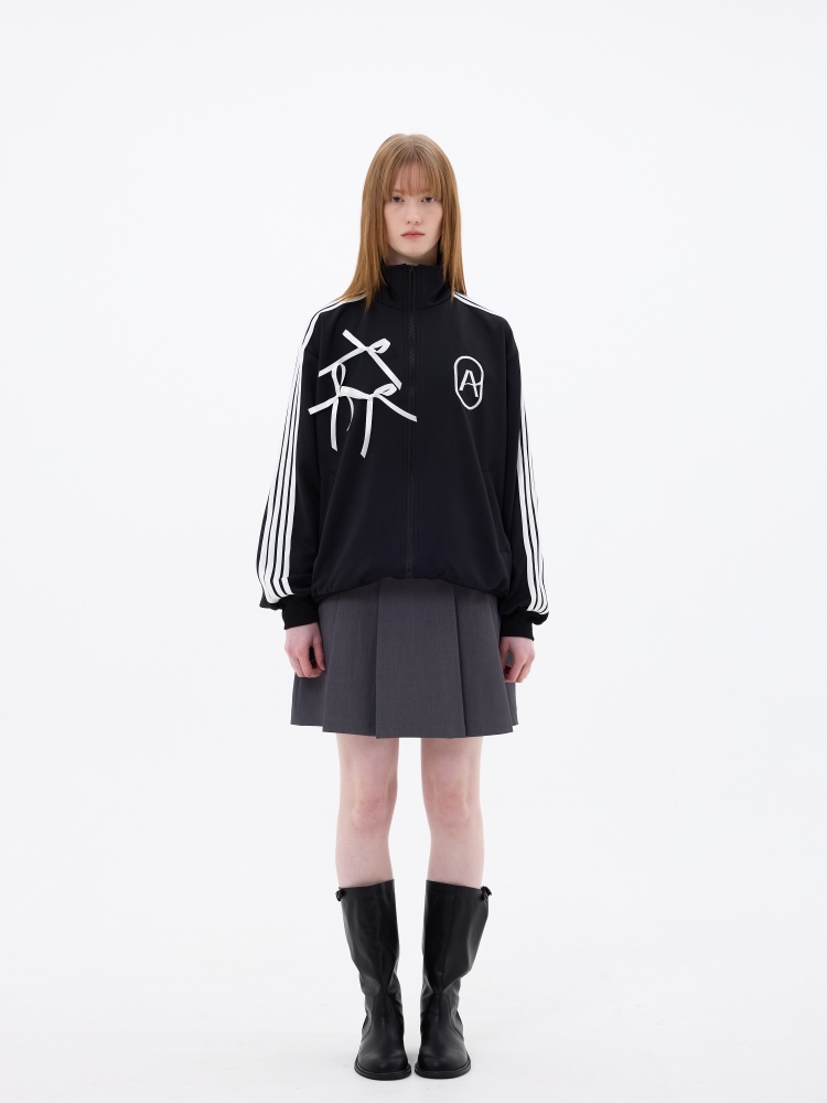 A RIBBON TRACK TOP / BLACK