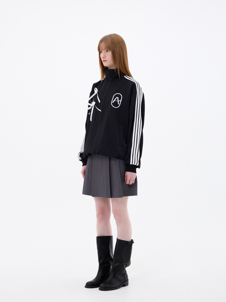 A RIBBON TRACK TOP / BLACK