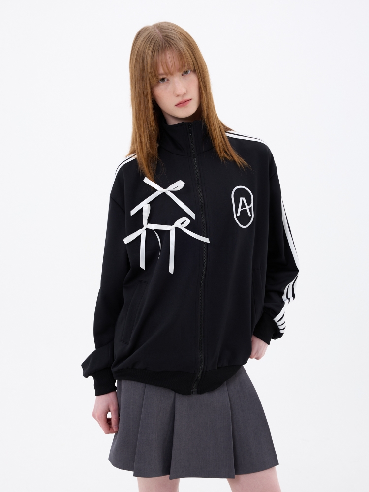 A RIBBON TRACK TOP / BLACK