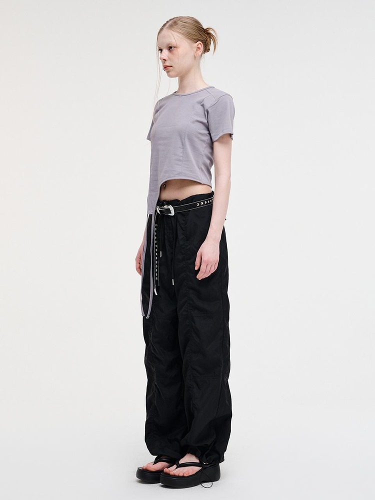 String Wide Pants, Black