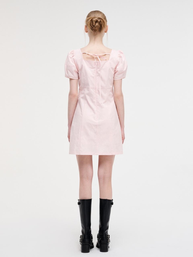 Square Puff Mini Dress, Pink