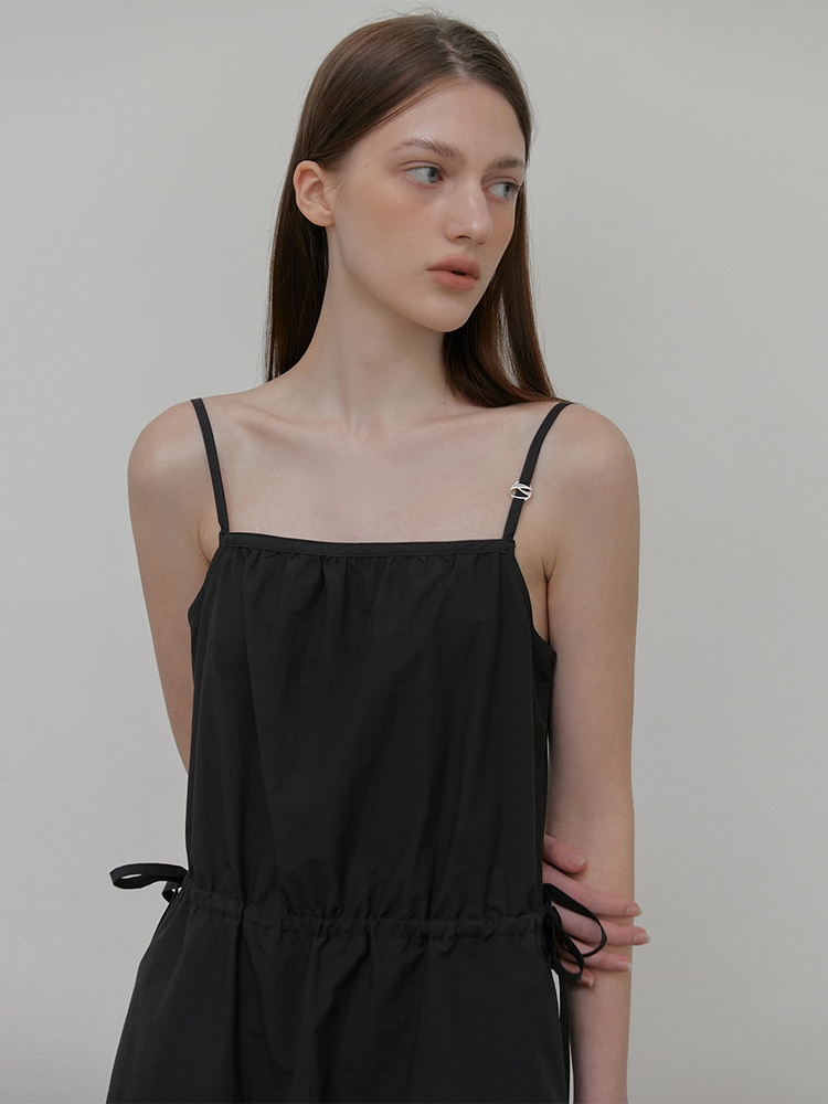 Slip Logo String Dress, Black