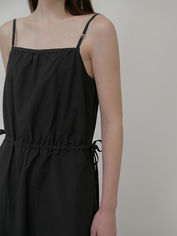 Slip Logo String Dress, Black