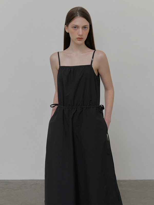 Slip Logo String Dress, Black