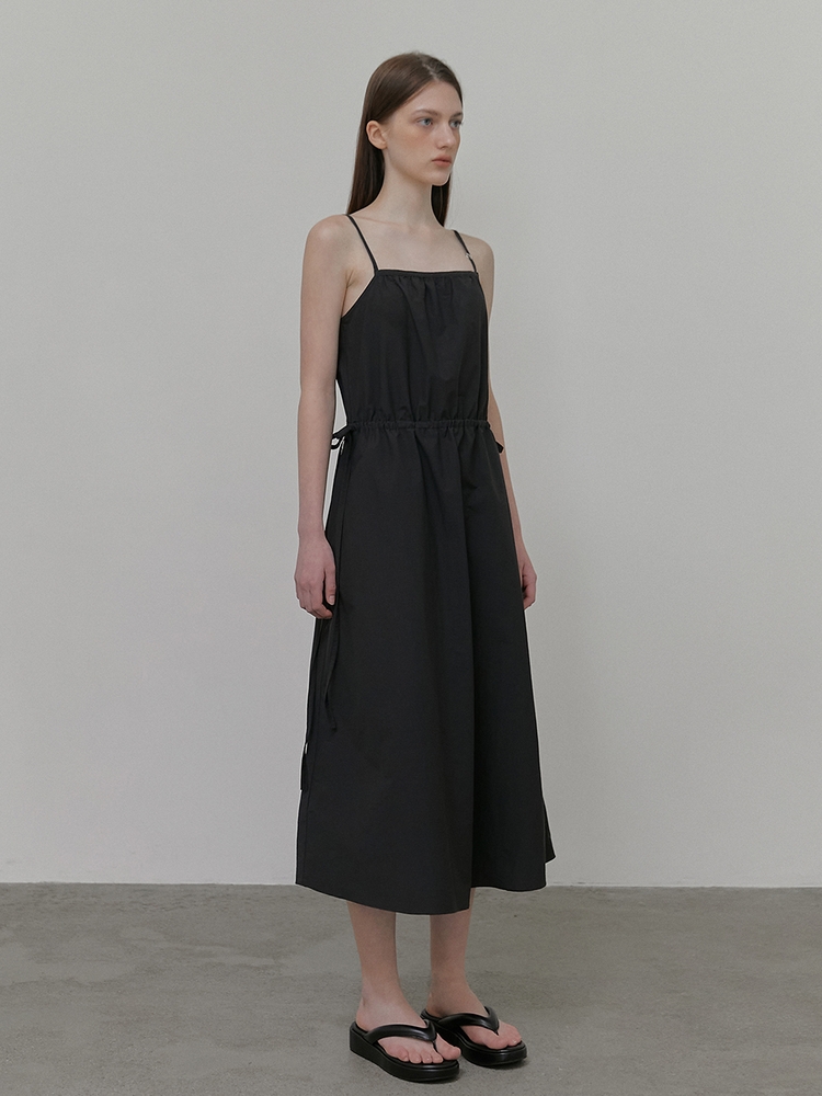 Slip Logo String Dress, Black