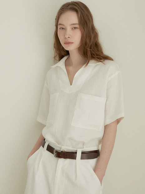 Linen short sleeve top (white)