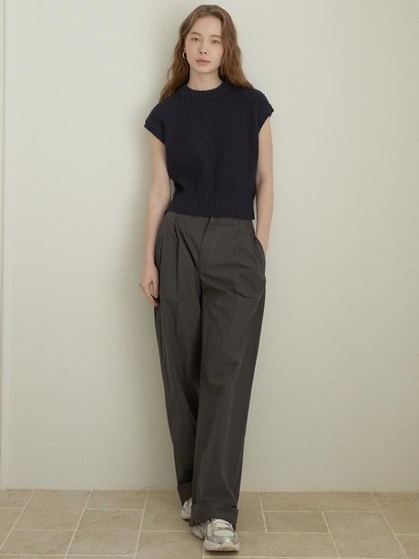 Pintuck wide pants (charcoal)