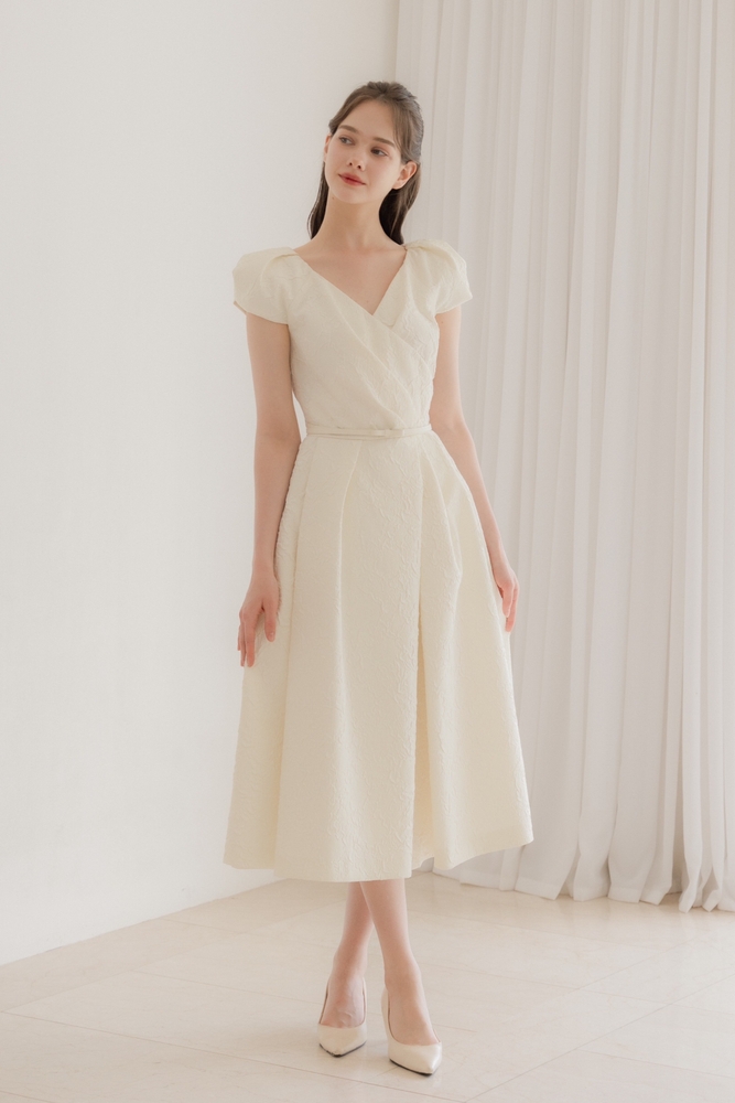 Jacquard Wrap Flare Dress(벨트 제공) / Ivory(2color)