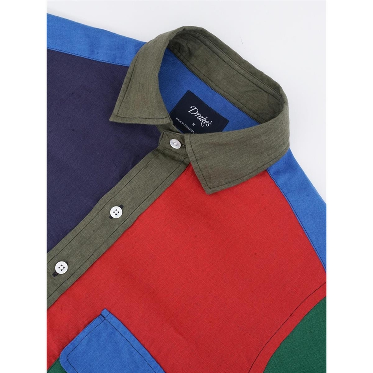 드레익스 SOLID LINEN FUN SHIRT NAVY RED YELLOW GREEN