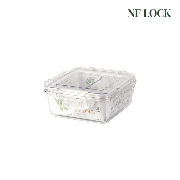 NF LOCK 엔에프락 정사각 트라이탄 밀폐용기(칸막이) 780ml 정사각6호 