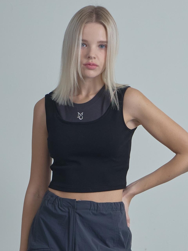 Double sleeveless top -black