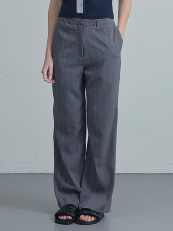 Stripe Straight Slacks - Charcoal