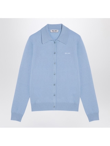 미우미우 FW24 Miu Miu Sky-blue cashmere cardigan MMF890OOO13S1