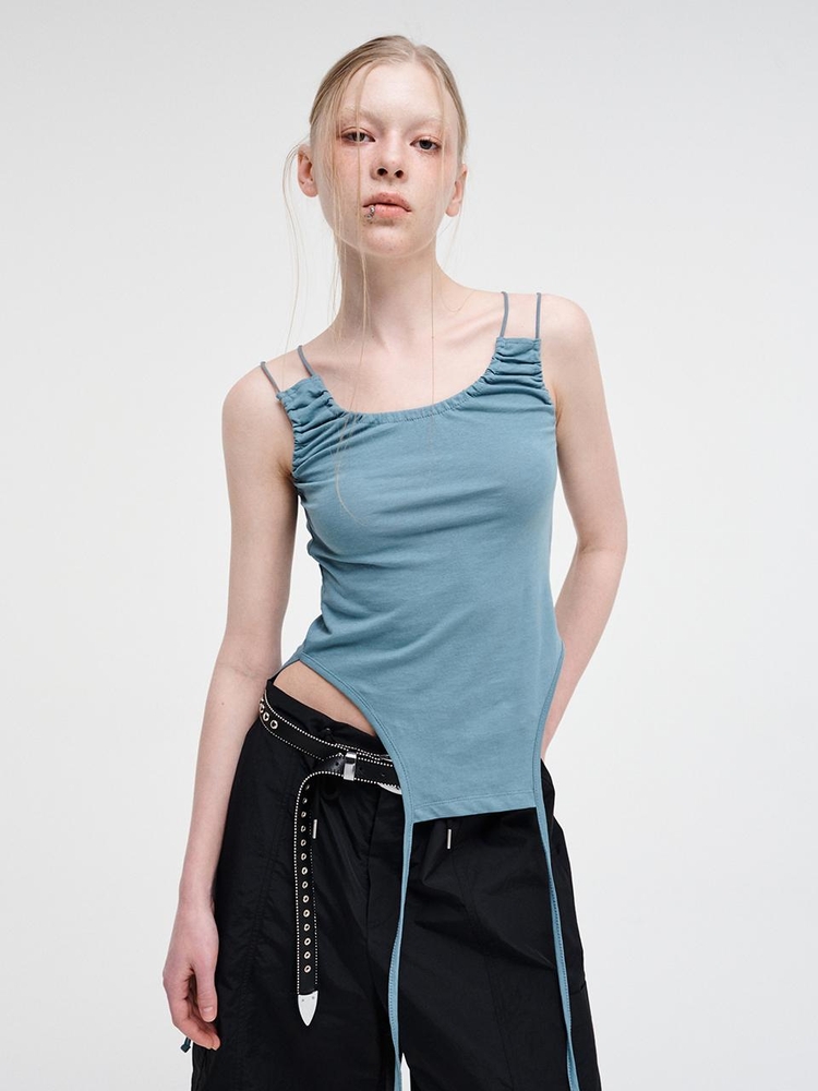 Double Strap Sleeveless Top, Blue