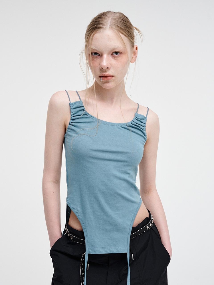 Double Strap Sleeveless Top, Blue