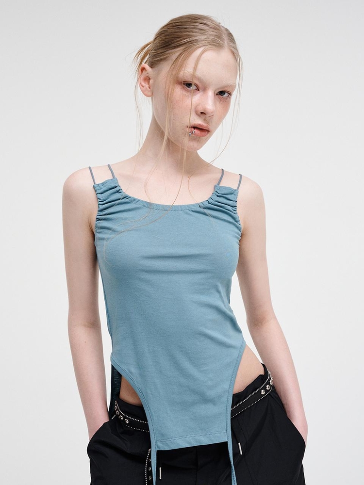 Double Strap Sleeveless Top, Blue