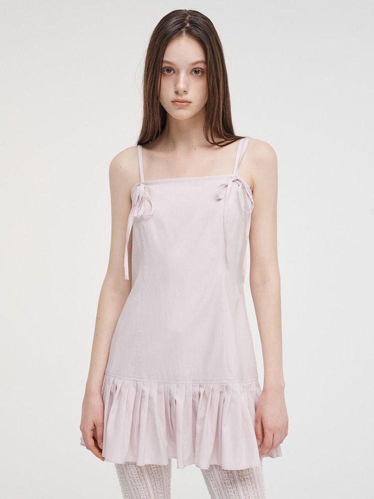 Slip Pleats Mini Dress, Pink