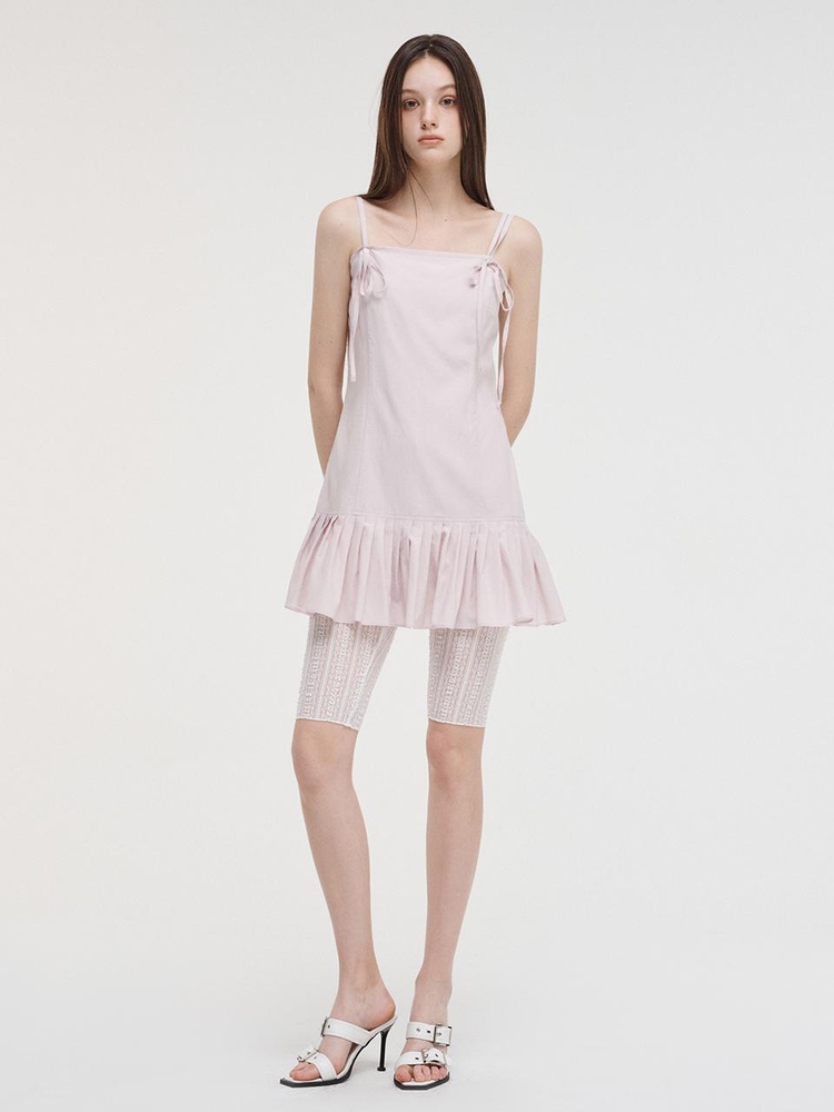 Slip Pleats Mini Dress, Pink