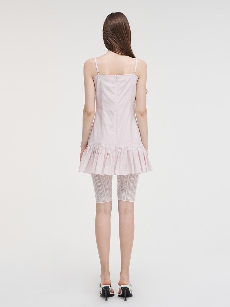 Slip Pleats Mini Dress, Pink