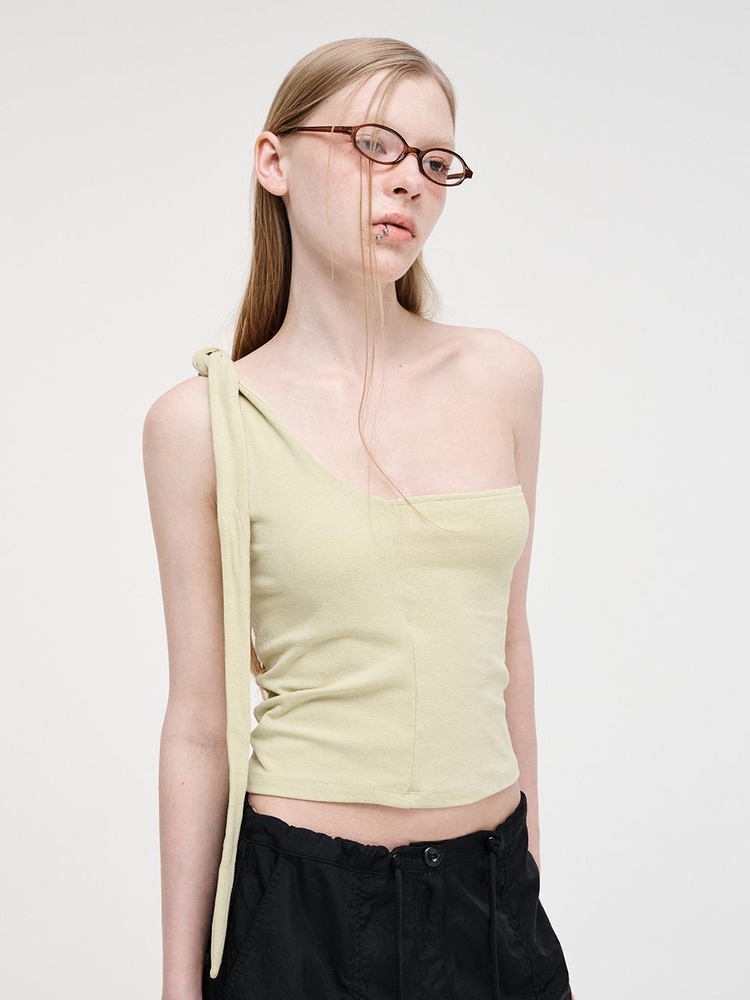 Multi Halter Sleeveless Top, Lime Yellow