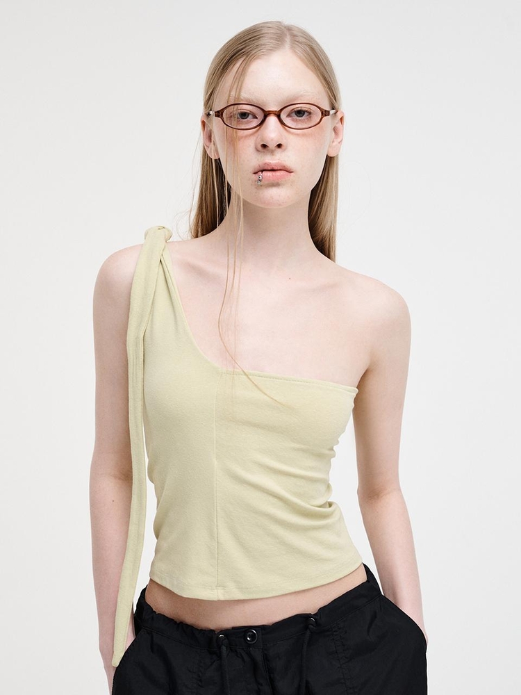 Multi Halter Sleeveless Top, Lime Yellow