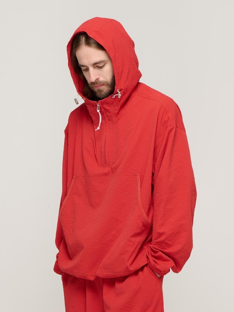 CB SEERSUCKER HALF ANORAK WIND SET-UP (RED)