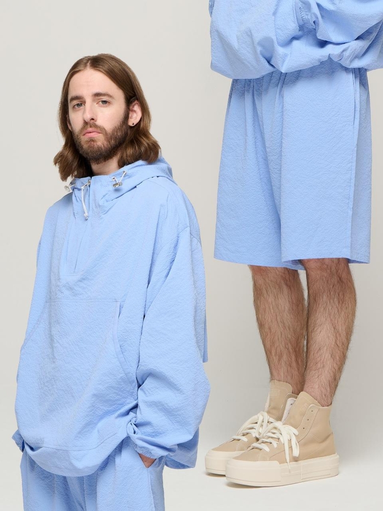 CB SEERSUCKER HALF ANORAK WIND SET-UP (SKYBLUE)