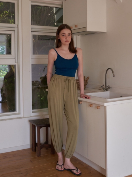  String Simple Harem Pants - Nature Green