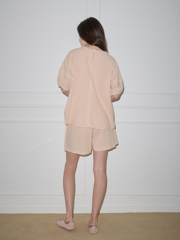 MJ_Round neck loose pajamas_APRICOT