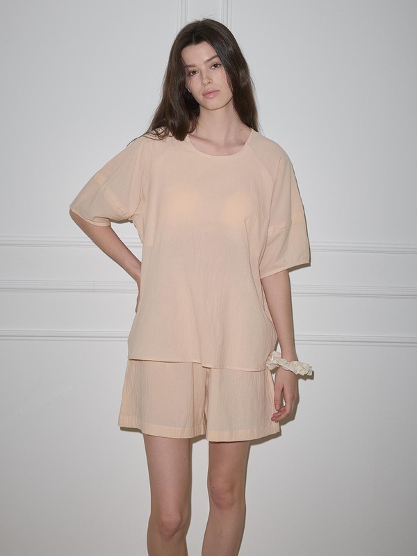 MJ_Round neck loose pajamas_APRICOT