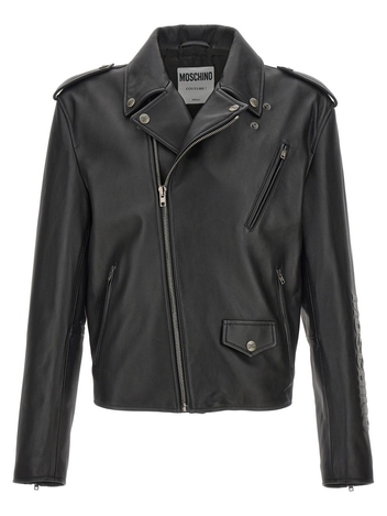 모스키노 FW24 Logo leather jacket J370370701555