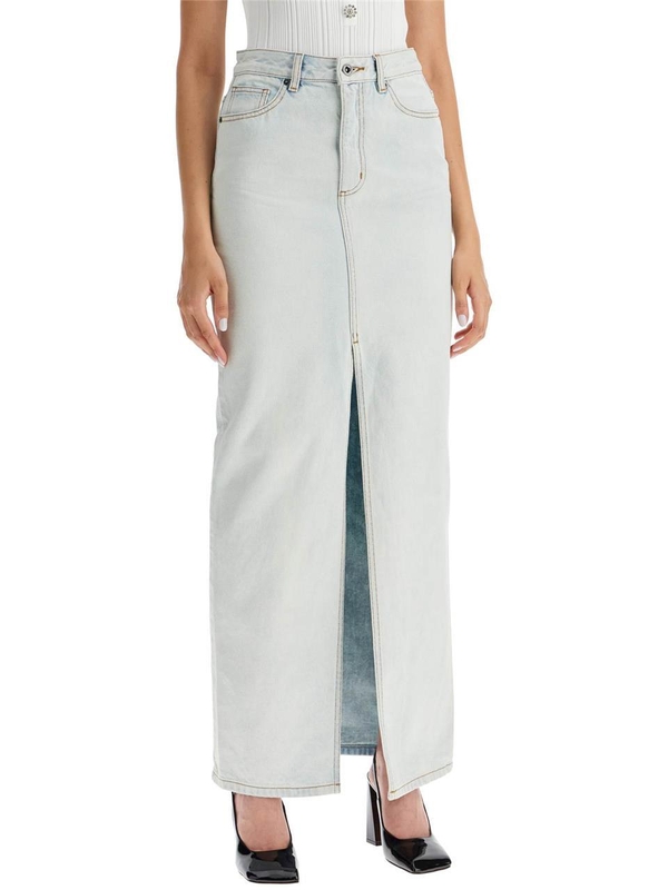 SELF PORTRAIT FW24 maxi denim skirt in seven PF24 835XSK W