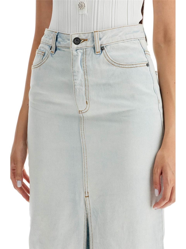 SELF PORTRAIT FW24 maxi denim skirt in seven PF24 835XSK W