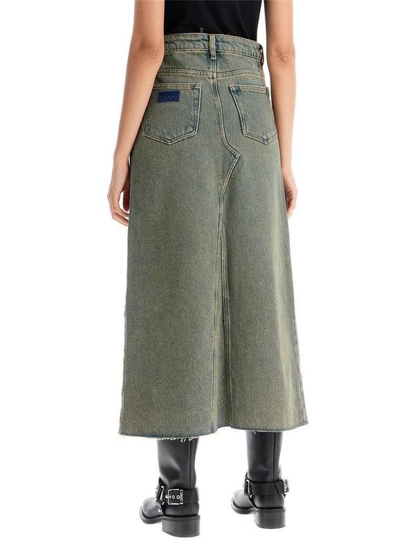 가니 FW24 long overdyed denim maxi skirt J1477