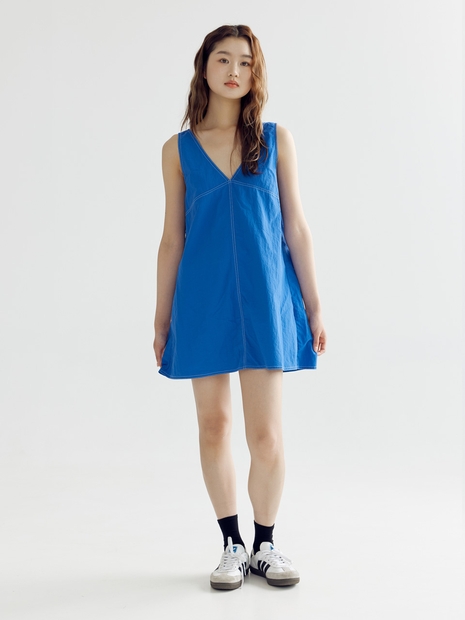 STITCH MINI DRESS - BLUE