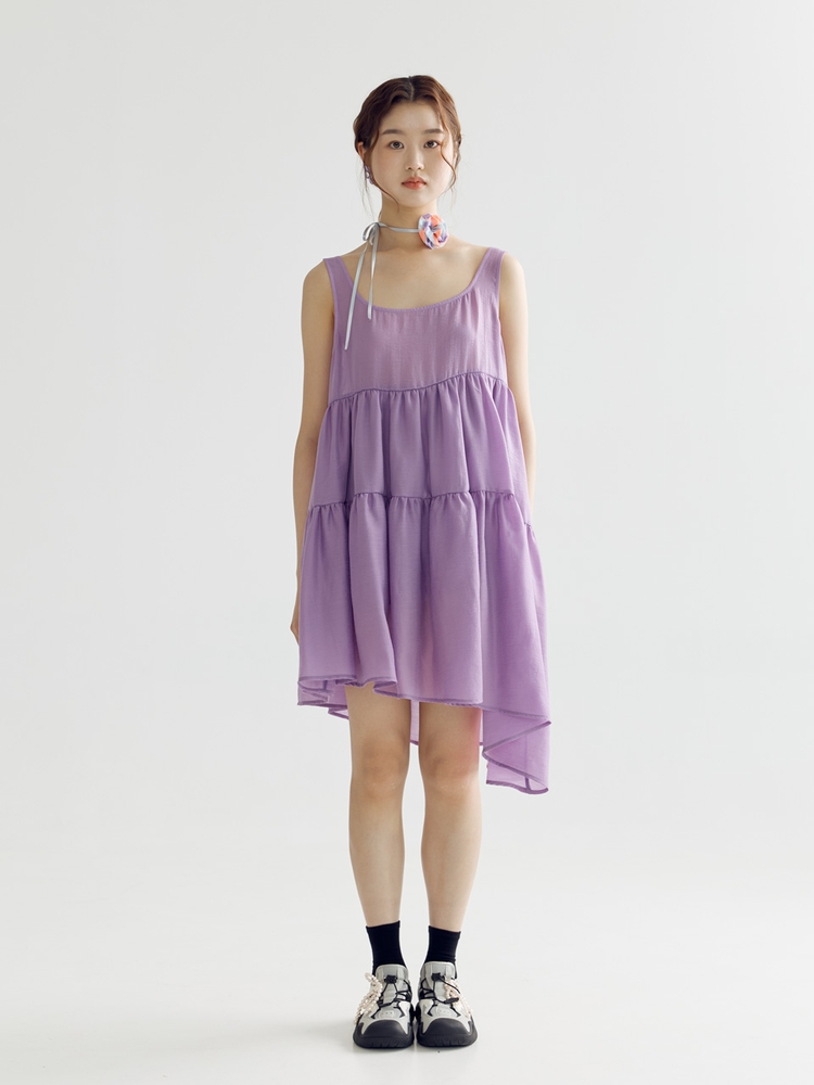 BALLOON LINE MIDI DRESS - VIOLET