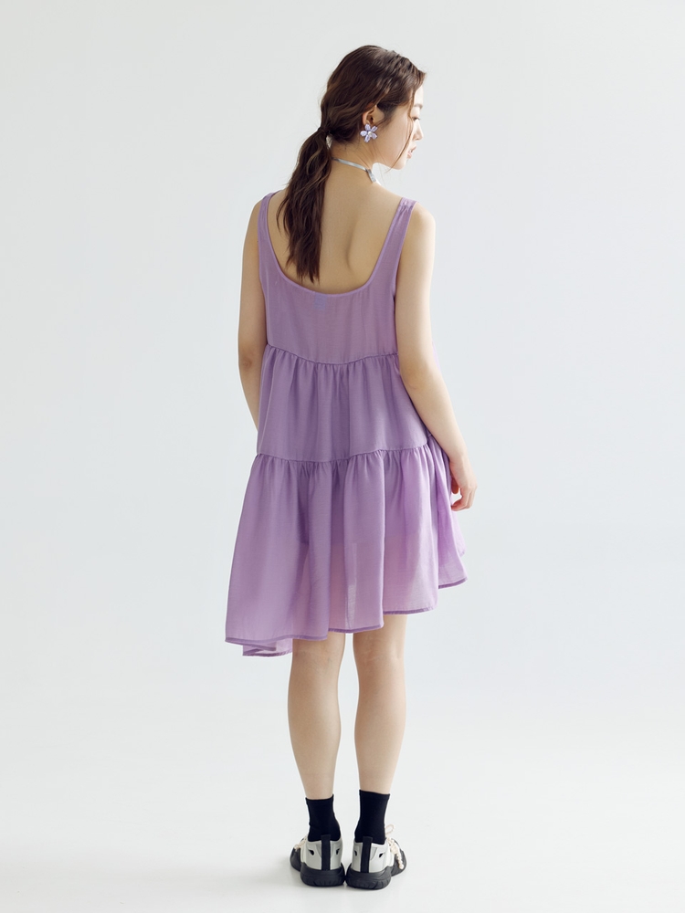 BALLOON LINE MIDI DRESS - VIOLET