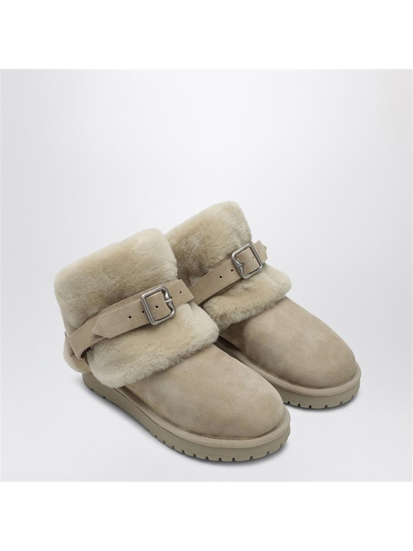 버버리 FW24 Burberry Chubby snow boots in suede and beige shearling 8095352160510