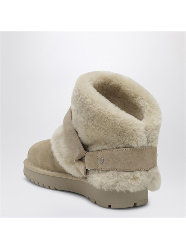 버버리 FW24 Burberry Chubby snow boots in suede and beige shearling 8095352160510