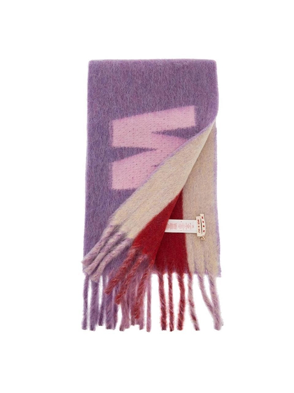 마르니 FW24 wool and mohair scarf with maxi logo SCMC0103A0 UAW017