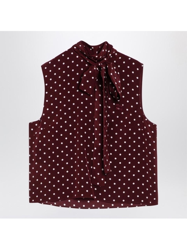 미우미우 FW24 Miu Miu Amaranth-coloured polka dot silk top MT1806OOO13LG