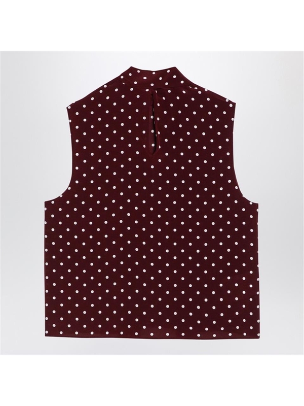 미우미우 FW24 Miu Miu Amaranth-coloured polka dot silk top MT1806OOO13LG